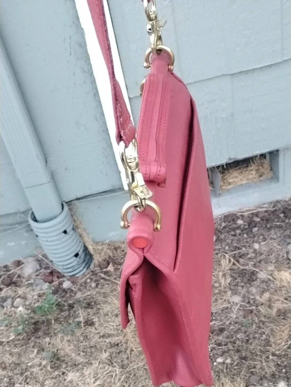 Coach Red Leather Satchel with Gold-Tone Hardware
